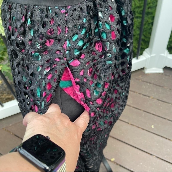 ANTHROPOLOGIE Wolven Black Crochet Lace "Terrace Sheath Dress" Size 8 - Picture 13 of 15